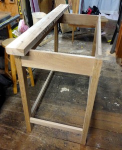 Kitchen Island base glued up with a piece of hickory that will wind up in the top