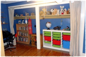 The closet space opened up and reused for storage. 