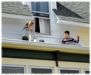 Will enjoying the day from the roof outside his window while Susanna takes a break from painting