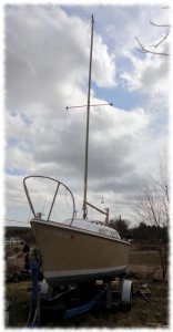 The mast raised - looking like a sailboat now!!