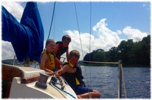 Will, Ben and Tyler enjoying the ride up the Thames