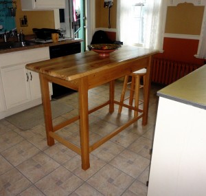 The new kitchen island in place in our kitchen