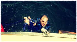 Enjoying a swim off the boat.