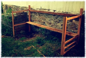 The first stages of building the chicken coop. I'm not sure this is the right way to go about it, but it seems to be working so far.