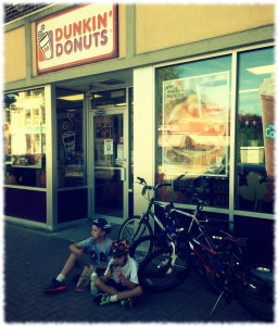 Taking a snack break with the boys while out bicycling earlier this month