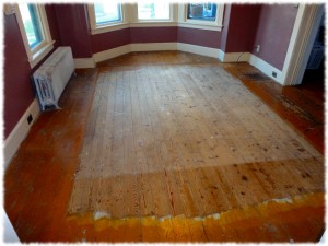 The floors before refinishing.  Yuck!