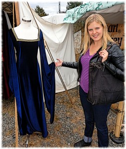 Susanna looking at dresses (which she unfortunately decided to not buy)