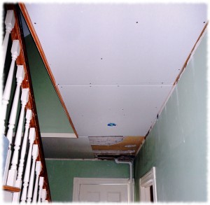The new ceiling in progress. Only one corner to still finish.