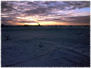 Sunset on the ice (the first night at the camp)