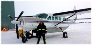 Ready to board the flight to the ice camp. Cold weather gear and survival kits were required for the flight