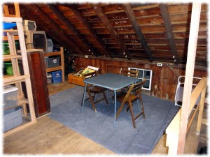 Next to the reading corner is space for a card table. Maybe a place for Susanna and Ben to do jigsaw puzzles.