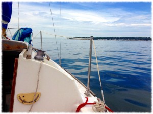 Sailing around Black Point from Niantic Bay towards Long Ledge