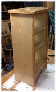 Study storage shelves (plywood with red oak face-frame)