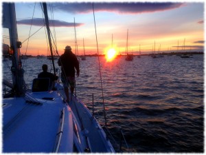 Sunset at anchor in Great Salt Pond, Block Island, RI
