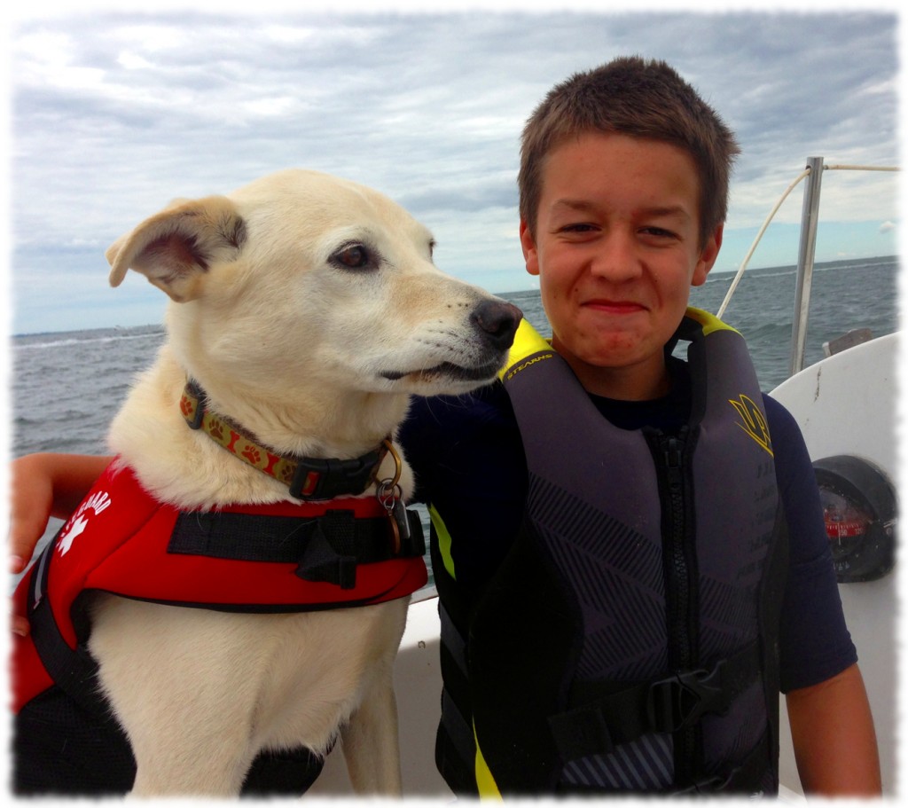 Will and Targa enjoying our motor-sailing around Black Point.