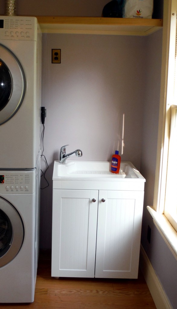 Laundry sink installed. We picked up a kit from Home Depot. It took about an hour to assemble and install.