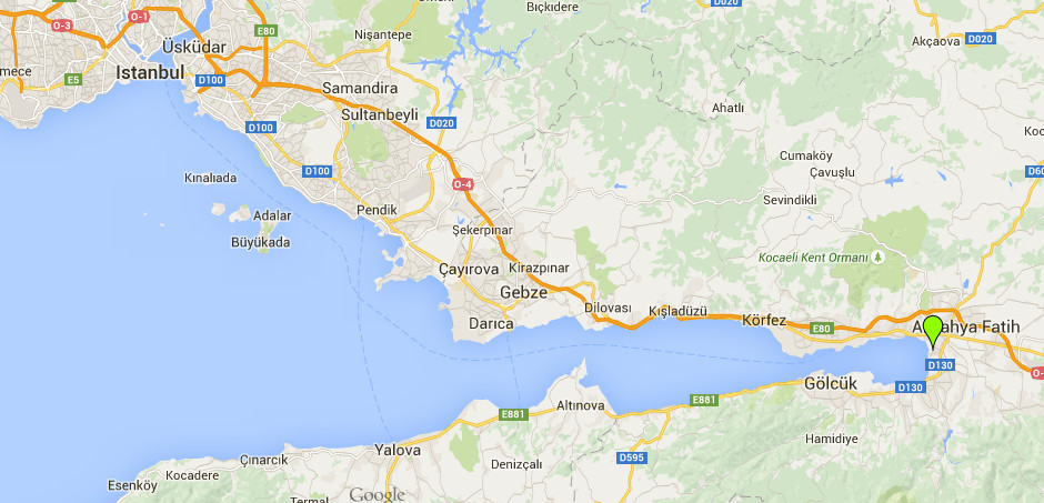 A view of the area around Istanbul. We stayed at a hotel on the eastern side of the Sea of Marmara
