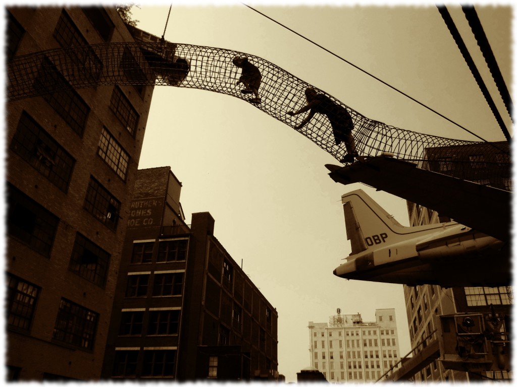 Climbing at the City Museum, St. Louis.