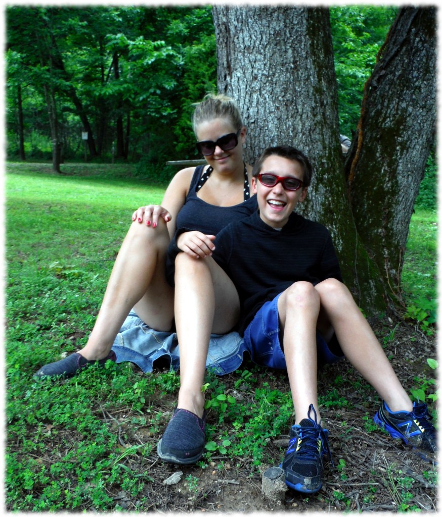 Susanna and Benjamin resting before our tour of Cathedral Cavern.