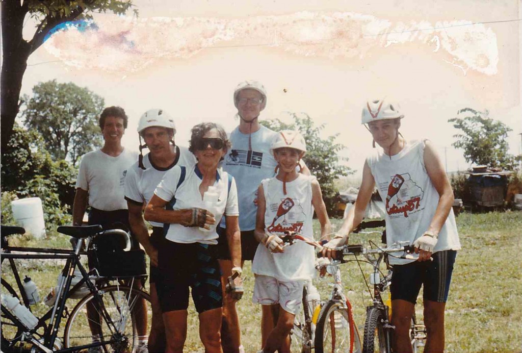Cycle Across Missouri's Parks (CAMP), 1987. Chuck Curtis, Matt Crosby, Dennis (?), Unknown