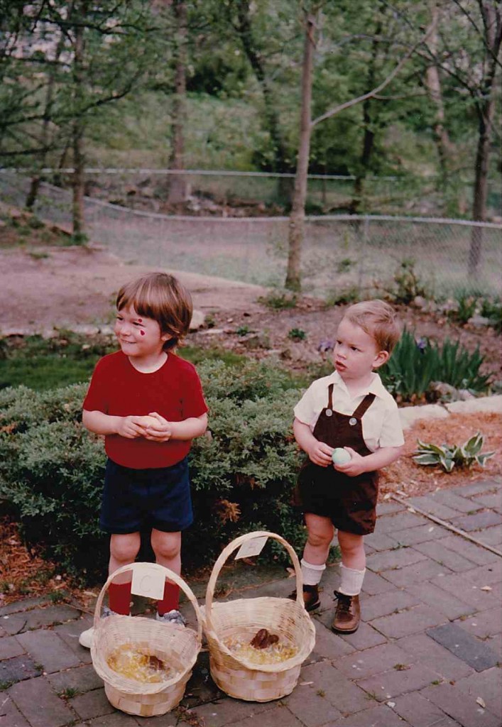 Chuck (2 1/2) and Bill (1 1/2), Easter 1976