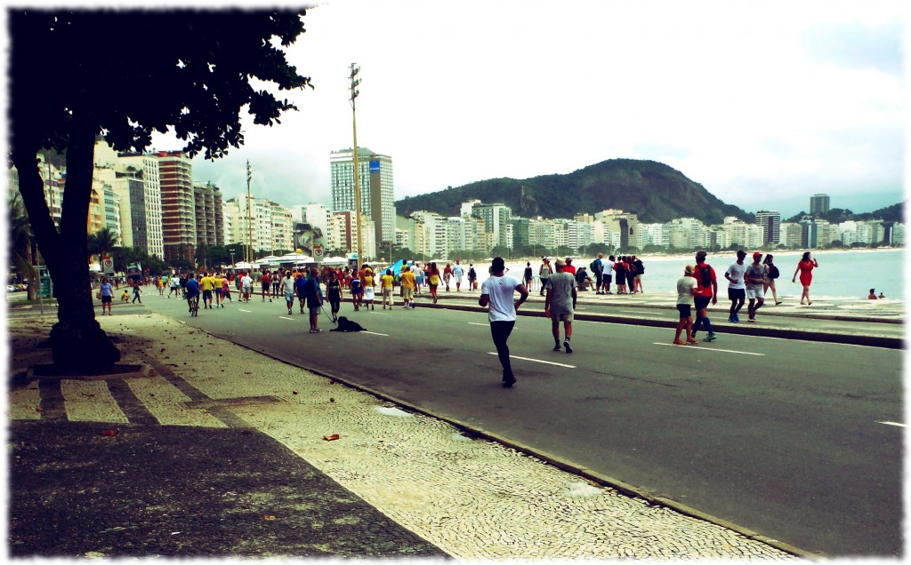 Protesters heading to Post 5, Copacabana beach for an anti-government protest.