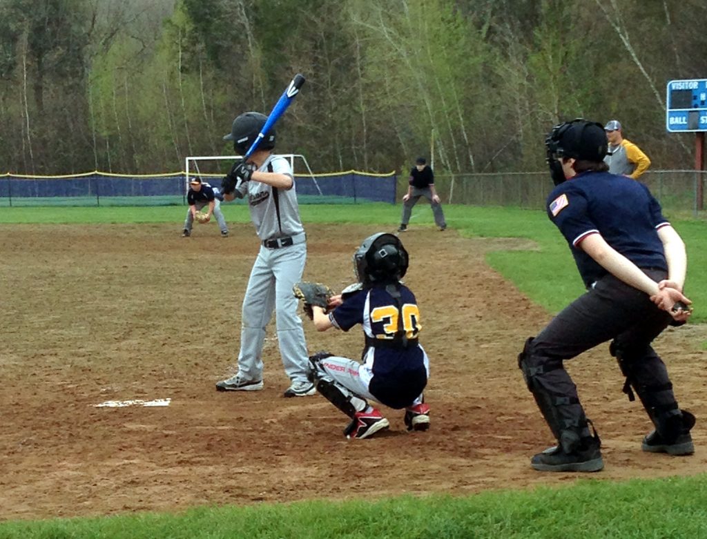 Ben at bat. I think he was 3-2 at this time and shortly made first on a walk.