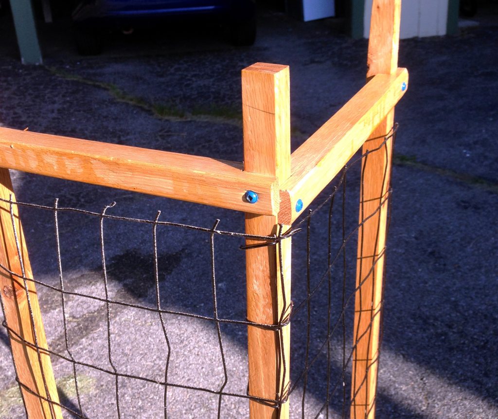 Detail on the joinery for the tomato cage.